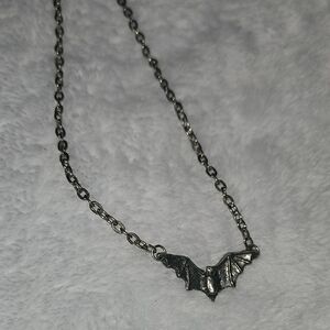 Silver Bat Pendant Necklace